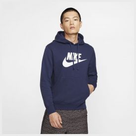 Nike Hættetrøje NSW Club Fleece Pullover Graphic - Navy/Hvid